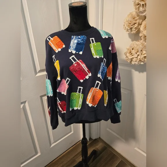Colorful Sequin Suitcase Sweatshirt - Picture 2 of 6